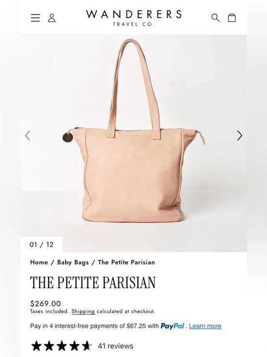 Wander Petite Parisian Leather Tote in Blush Pink