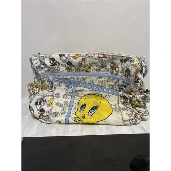 Looney Tunes Vintage Diaper Bag Baby Tweety Bird Bugs Bunny Stains 17