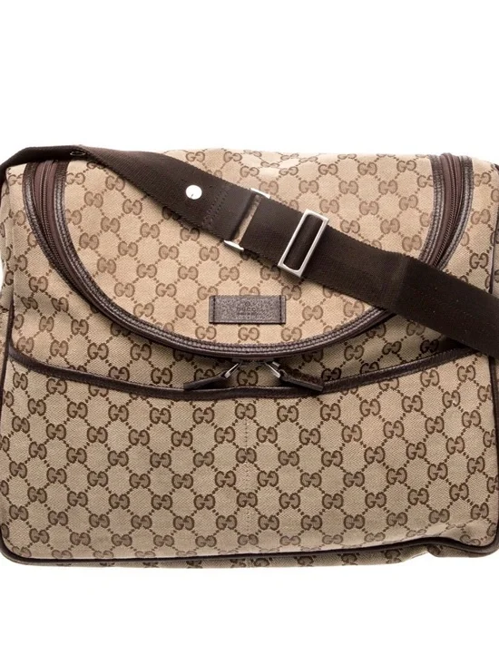Gucci Brown/Tan GG Supreme Diaper Bag