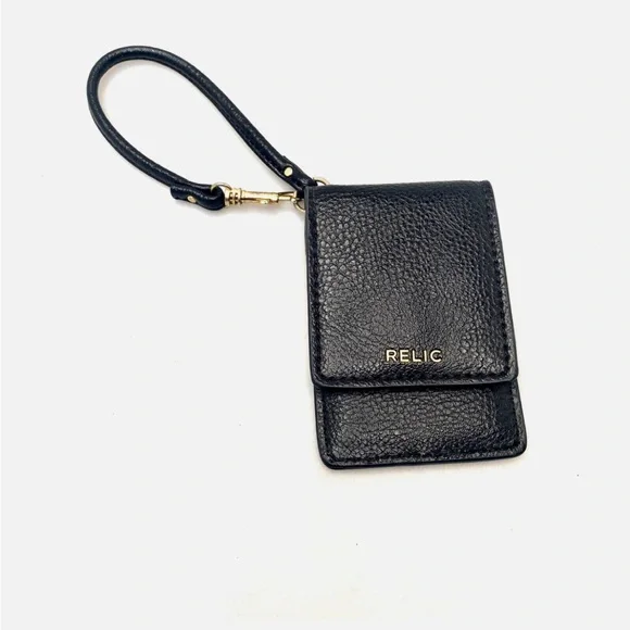 Relic Black Leather Phone Pouch