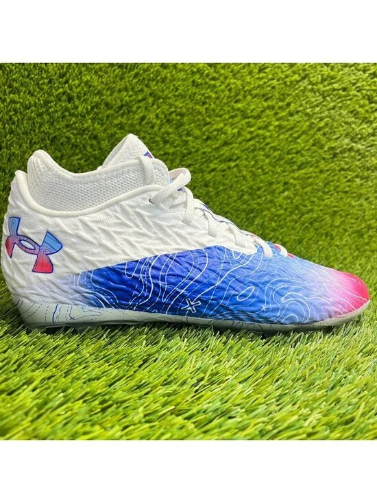 Under Armour Spotlight Clone 4 MC TX Mens Size 8.5 Blue White Football Cleats