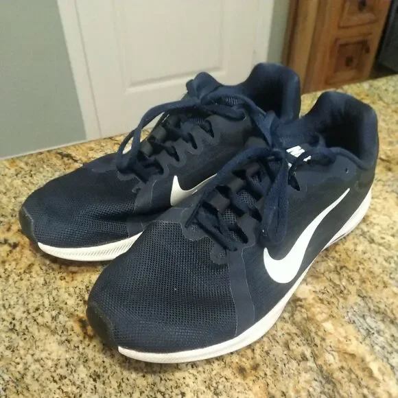 Nike Mens Downshifter 8 AQ2269-400 Blue White Running Shoes Lace Up Size 8.5