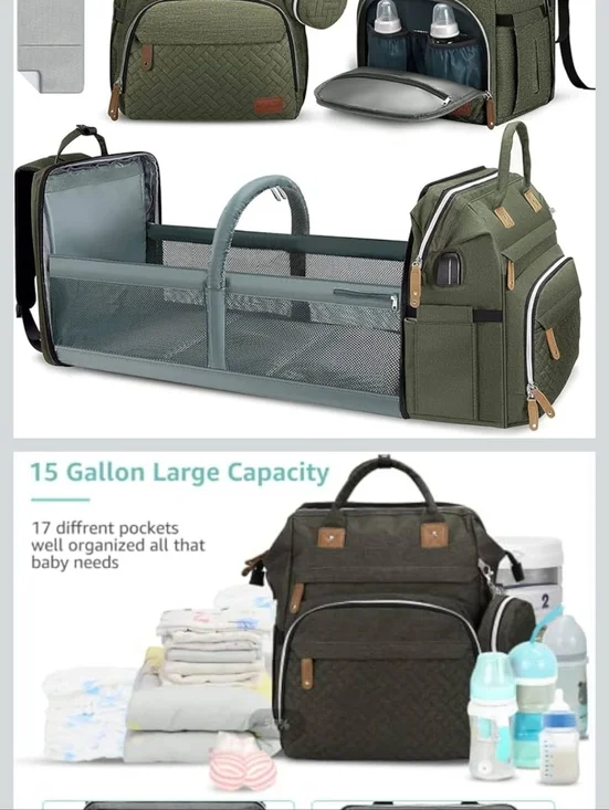DERjunstar Diaper Bag With Collapsible Changing Table/pad