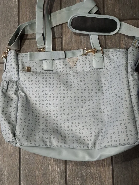 Guess Light Blue Baby Tote with Gold-Tone Hardware