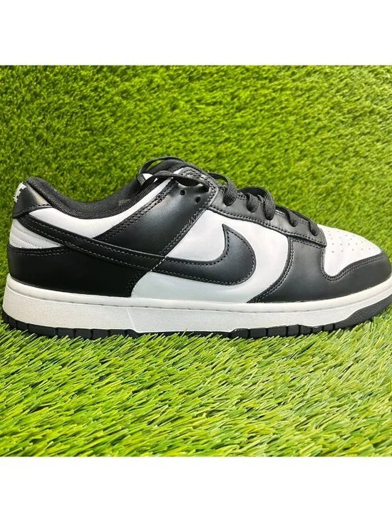 Nike Dunk Low Mens Size 13 White Black Athletic Walking Leather Shoes Sneakers