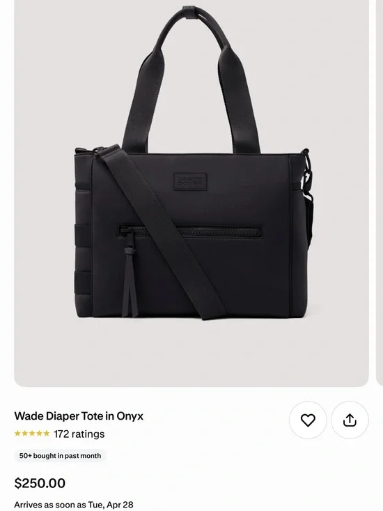 Dagne Dover Wade Diaper Tote in Onyx Black