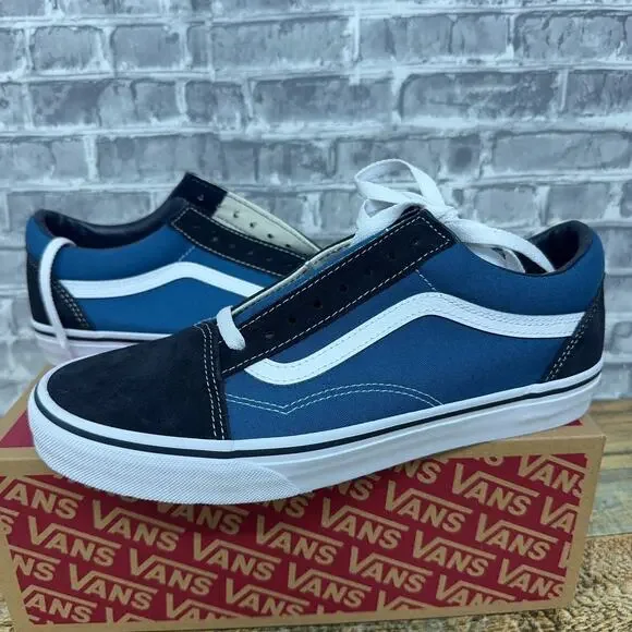 Vans Old Skool Navy Blue White Skate Shoes Suede Canvas Mens Size 9 New