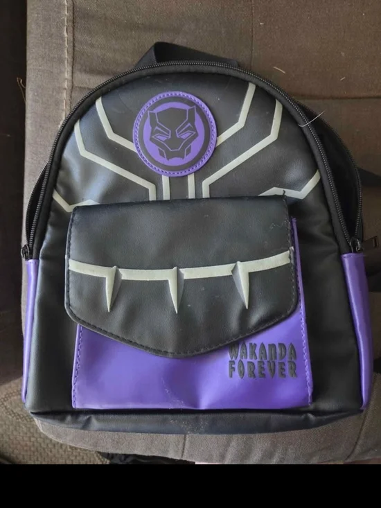Black & Purple Wakanda Forever Mini Backpack