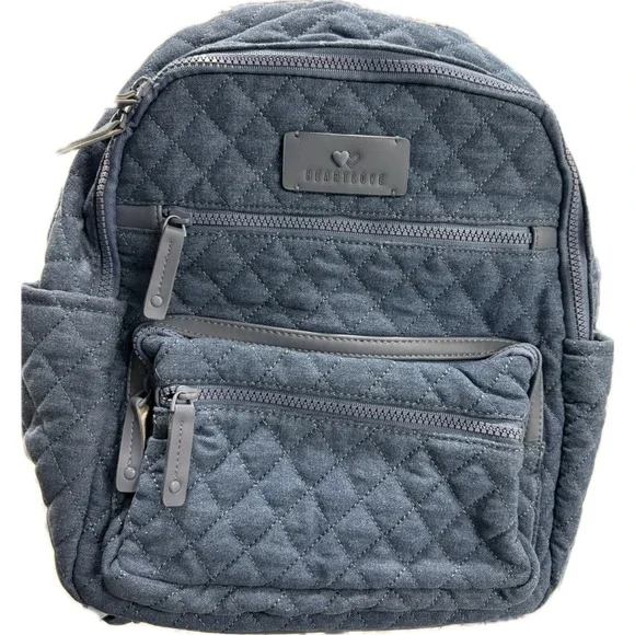 HeartLove by Charo‎ Quilted Denim Backpack Blue Upcycled Eco Friendly New