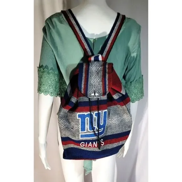 Embroidered & Woven NY Giants Backpack Bag w/ Drawstring