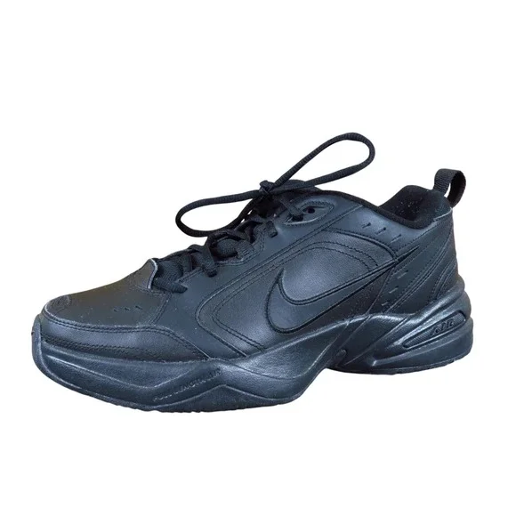 Nike Air Monarch IV Men Training Shoe Size 10 Athletic Cross‎ Trainer All Black