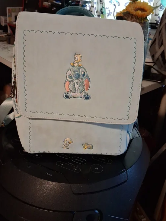 Baby Blue Loungefly Stitch Cartoon Embroidered Backpack - Casual Everyday Bag
