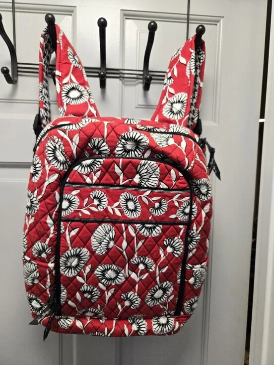Vera Bradley Red Floral Quilted Backpack