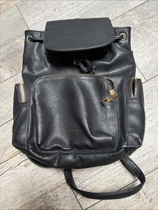 Aldo Black Leather Backpack