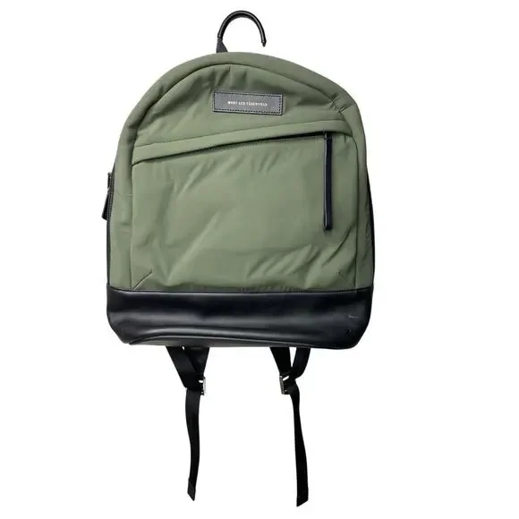 WANT Les Essentiels Piper Nylon Leather Backpack Green Black Basic Casual Travel