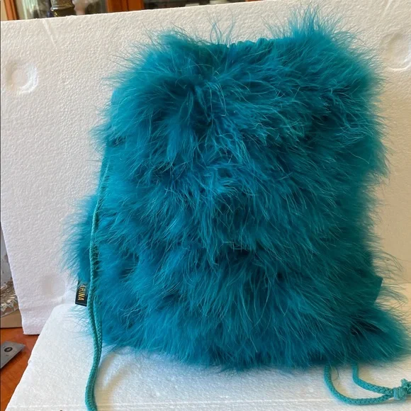 Luxurious Teal Fur BagPack 10x13