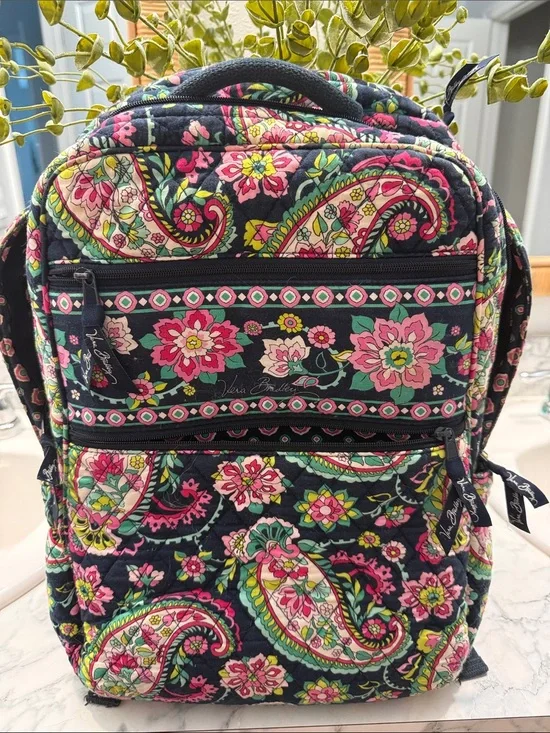 Vera Bradley Floral Paisley Black Quilted Backpack