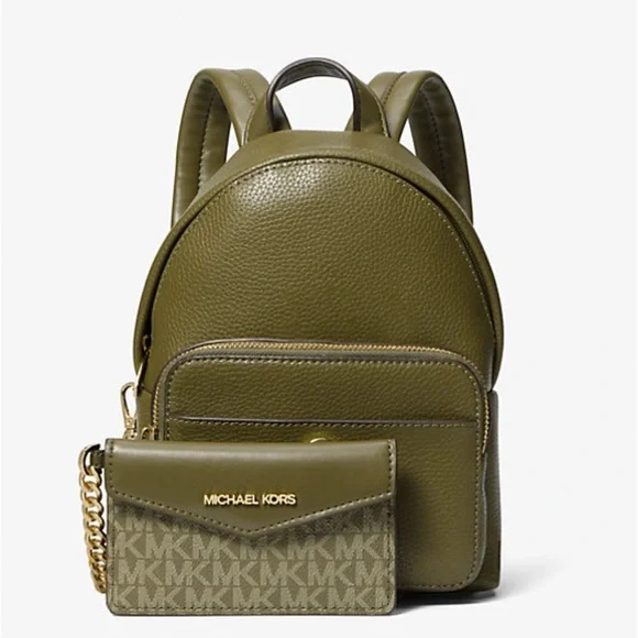 MICHAEL KORS Maisie Extra-Small Pebbled Leather 2-in-1 Backpack Olive  NWT