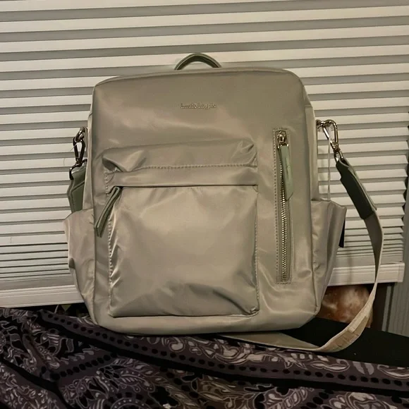 Haute Hippie Green On the Go Backpack Viral Decorative Beige Strap NWT