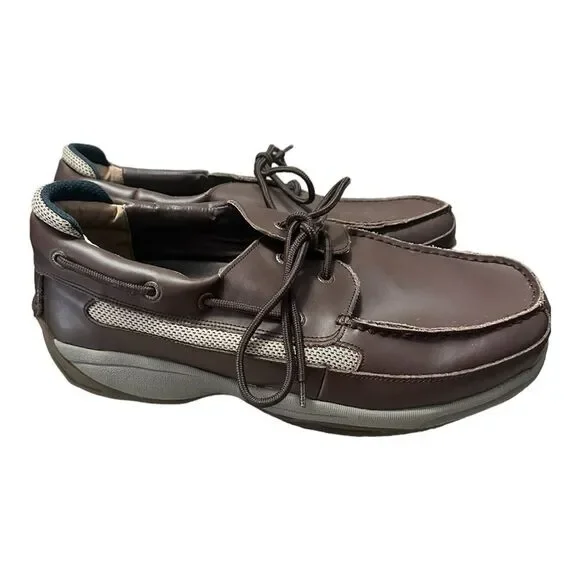 Ped-Lite Men's Neuropathy Boat Shoe - Oliver brown leather size 11.5M