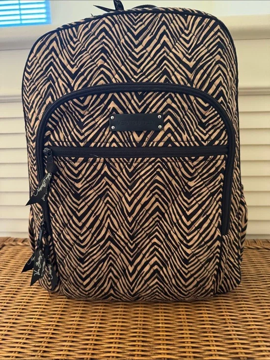 Vera Bradley Black & Tan Zebra-Print Campus Backpack