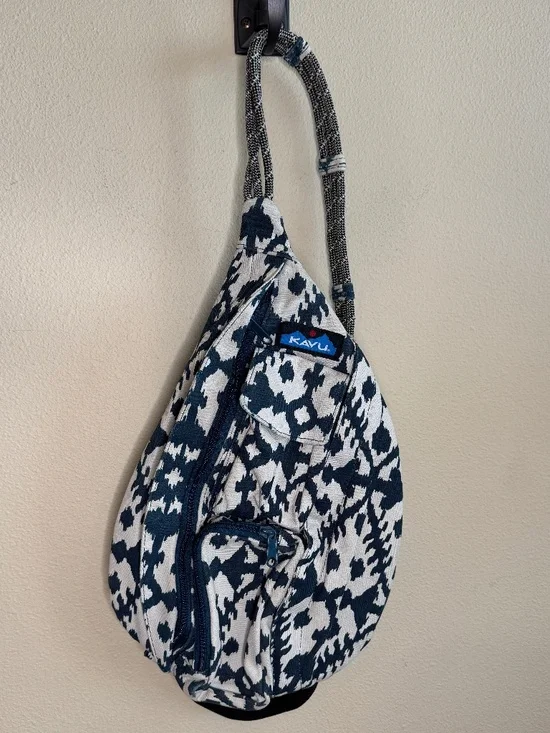 KAVU Mini Rope Bag Cotton Crossbody Sling ​ - Blue Blot