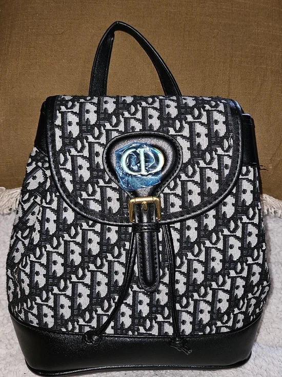 Accessorize Black & White Monogram Backpack