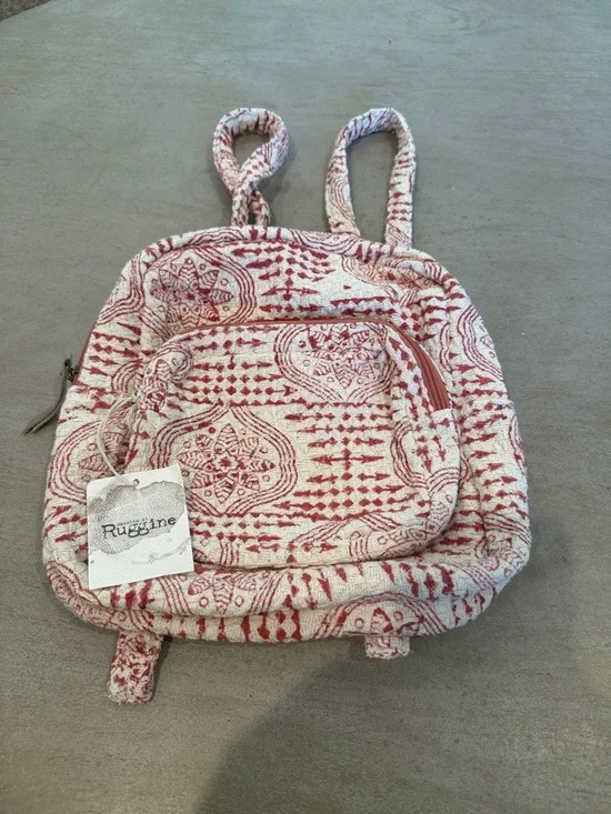 Rugzine Women's Red & White Patterned Canvas Backpack