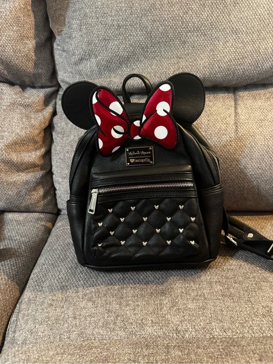 Disney Black Mini Backpack with Red Polka Dot Bow