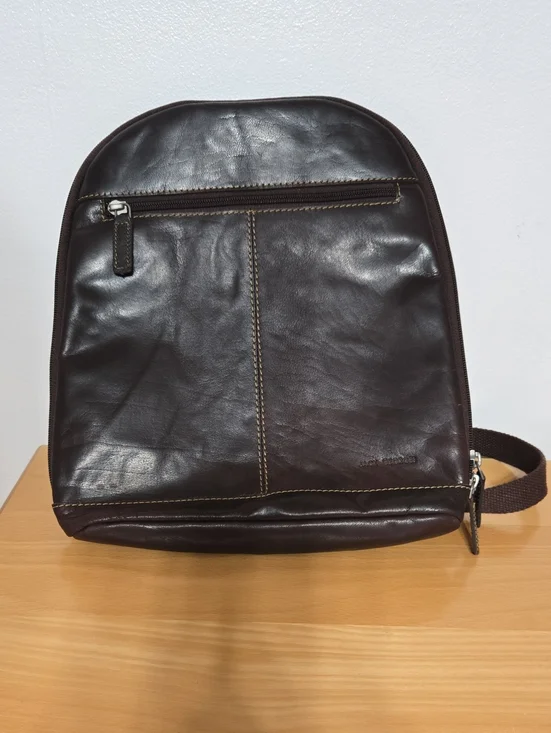 Jack Georges Sleek Dark Brown Leather Convertible Crossbody/Backpack  Bag