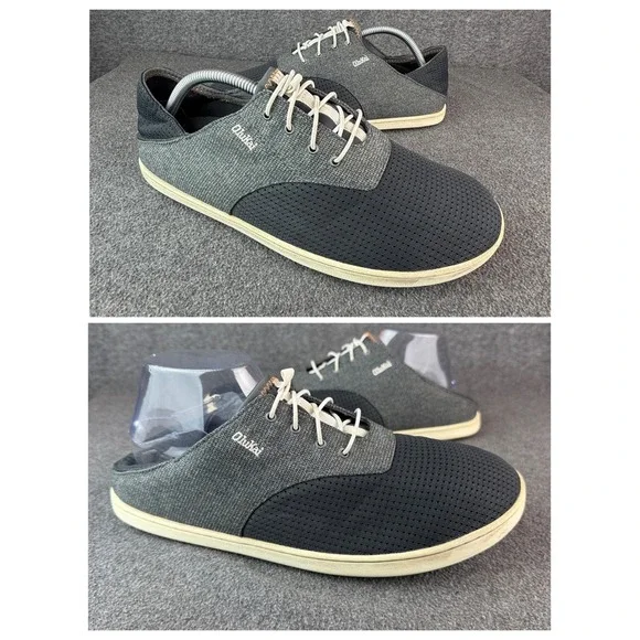OluKai Nohea Moku Navy Blue Mesh Canvas Boat Shoes Mens 10