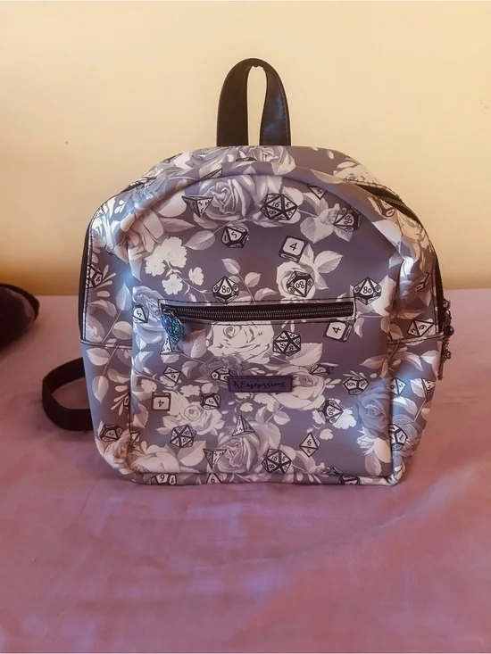 Loungefly Gray Floral & Dice Mini Backpack