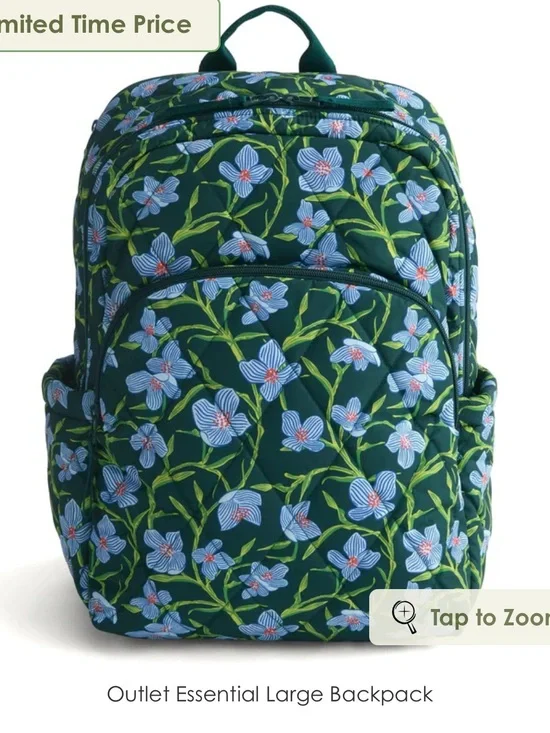 New Vera Bradley Charlotte stems essential large backpack