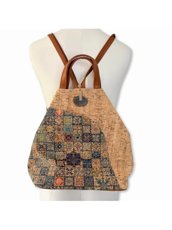 London Cork Backpack Mediterranean Style Tile Pattern