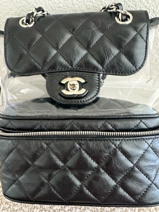 CHANEL Leather backpack & Clear PVC