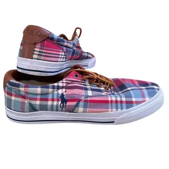 Polo Ralph Lauren Plaid Sneakers Men's Size 11.5 D Preppy Classic Golf Luxury