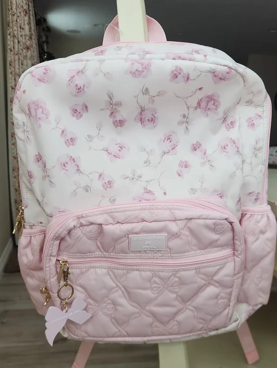 LoveShackFancy & Yoobi Collaboration Pink Ribbon Rosa Backpack NWT