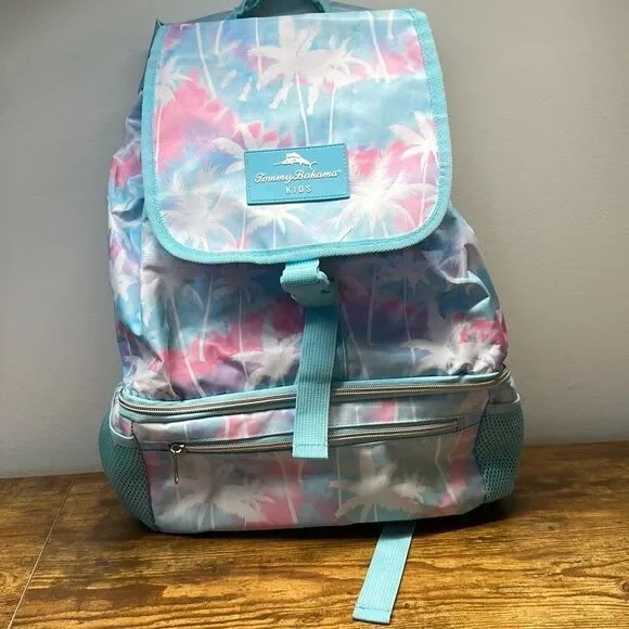 Tommy Bahama Back Bag Backpack Book Bag Palm‎ Tree 2 in 1 Cooler Pink Blue