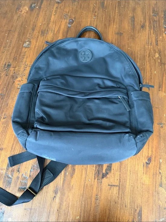 Tory Burch Black Nylon Logo Backpack