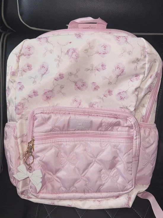 Loveshackfancy x Yoobi Pink Floral Quilted Backpack