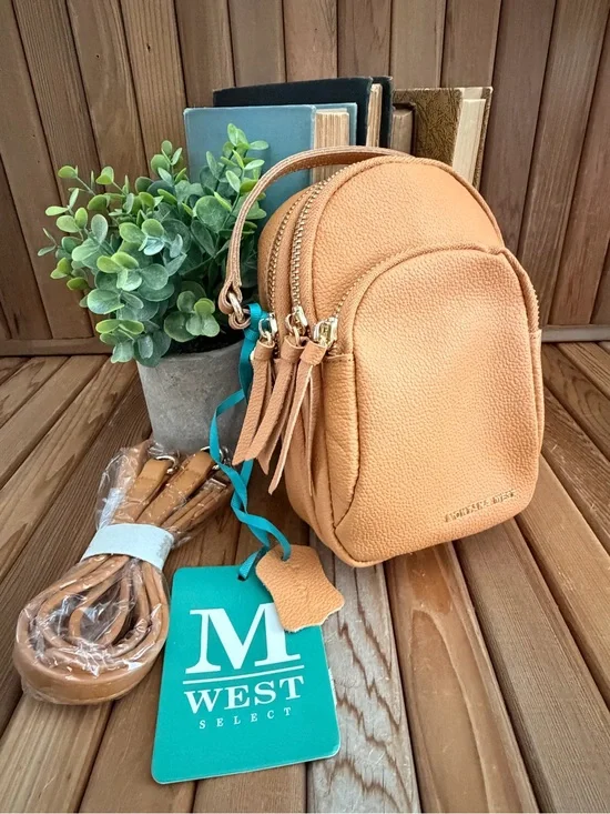 Mountain West Mini Backpack, Convertible Crossbody and Belt Bag in Golden Brown