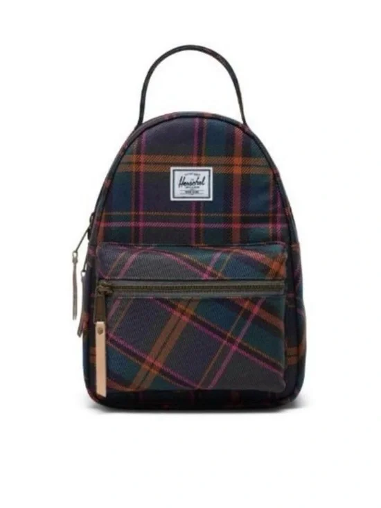 Herschel Supply Company Plaid Mini Backpack in Navy, Brown & Pink