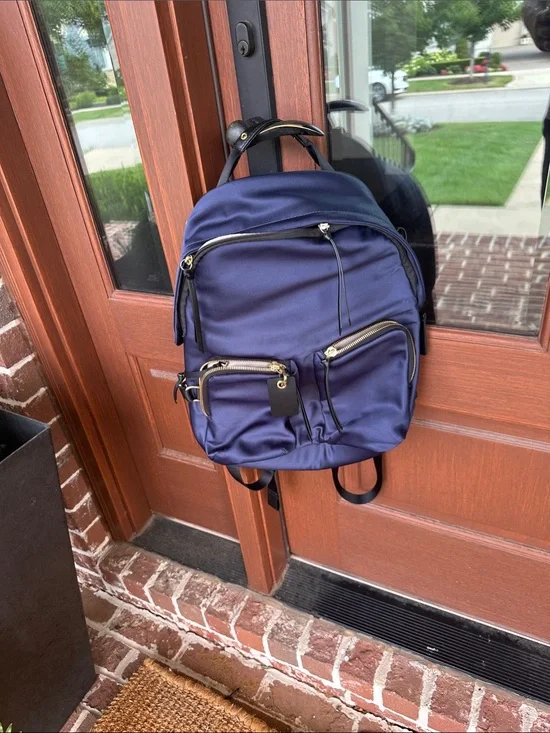 Tumi Navy Backpack with Gold-Tone Hardware