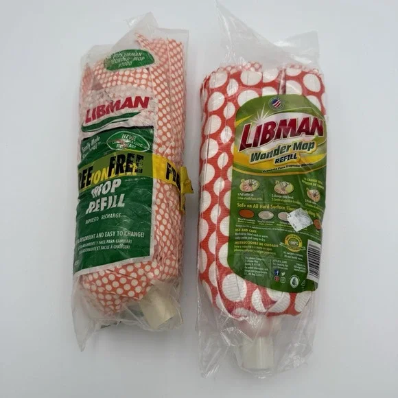 Libman Wonder Mop Refill Machine Washable Lot Of 2 Red White Opened‎ But Unused