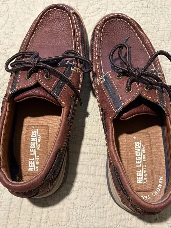 Reel Legends Men’s Dark Brown Leather Lace-Up Boat Shoes