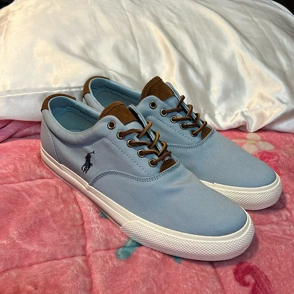 Vintage Polo Ralph Lauren Suede Trim Vaughn Dick Shoes Lt Blue. Size:10