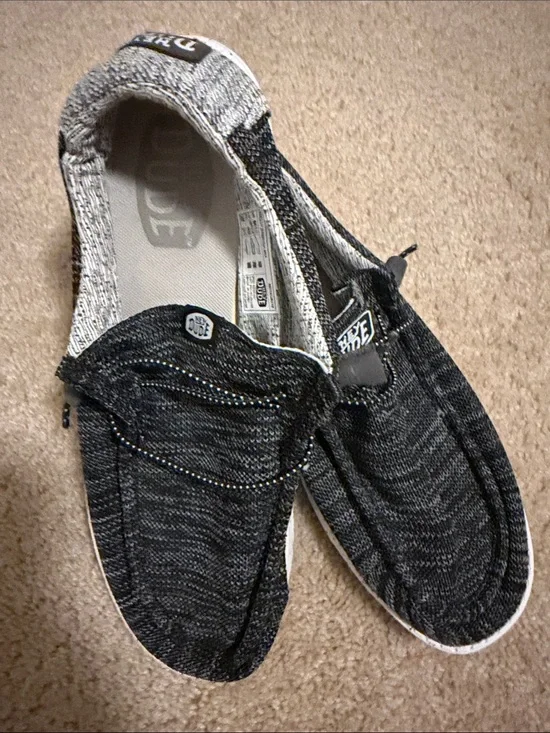 Hey Dude Black Heather Knit Slip-On Shoes