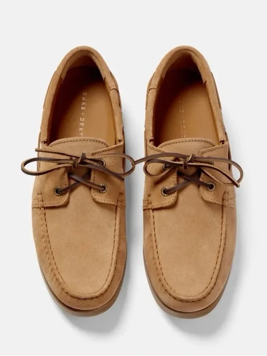Men's Suede Boat Shoes in Tan by Dune & Dextor