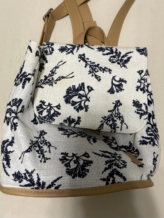 Botanical Backpack Purse in White & Black (for beach, vacations, exploring, etc)