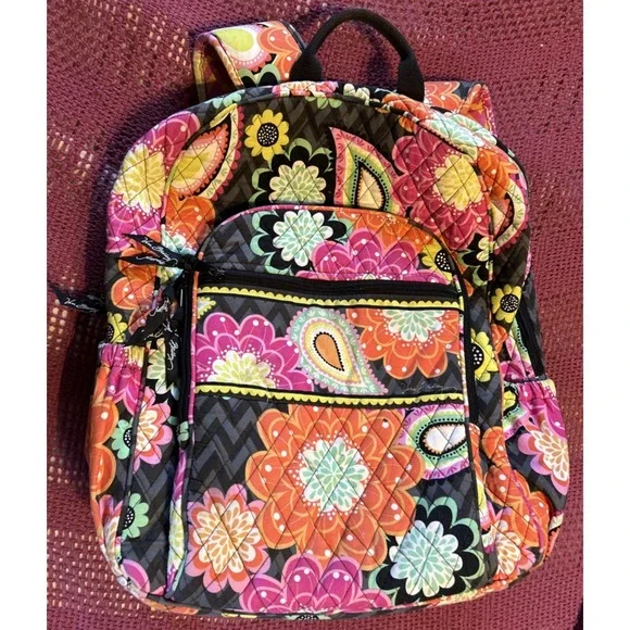 Vera Bradley Campus/School Backpack Multicolor Paisley Print +‎ Multiple Pockets